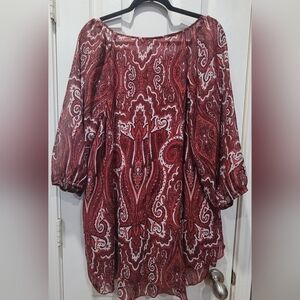 Cato 18/20 Red Paisley Mini Layered Dress or Tunic Blouse Boho Cottagecore